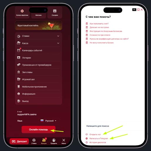 Кнопка для перехода в онлайн чат